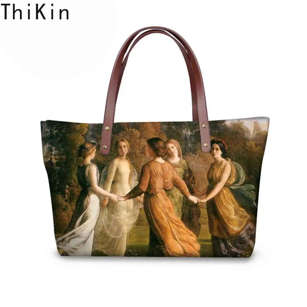 THIKIN Van Gogh Mona Lisa женская сумка-шоппер сумки на заказ для девочек неопреновые большие сумки через плечо для женщин сумки-мессенджеры