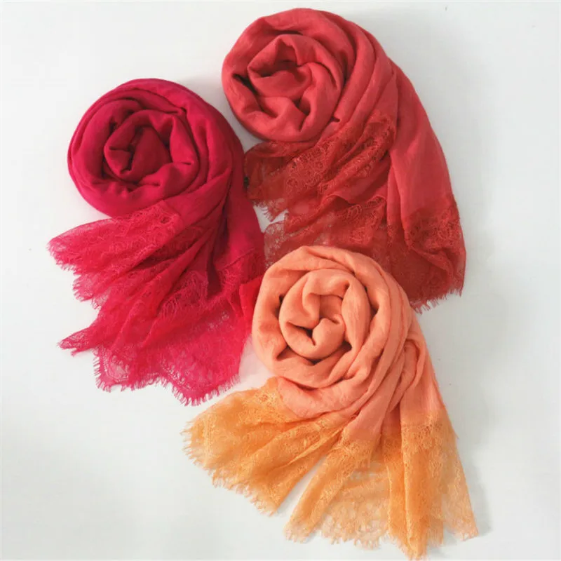 1 шт. Женский хлопковый шарф с кружевными краями|Женские шарфы| |