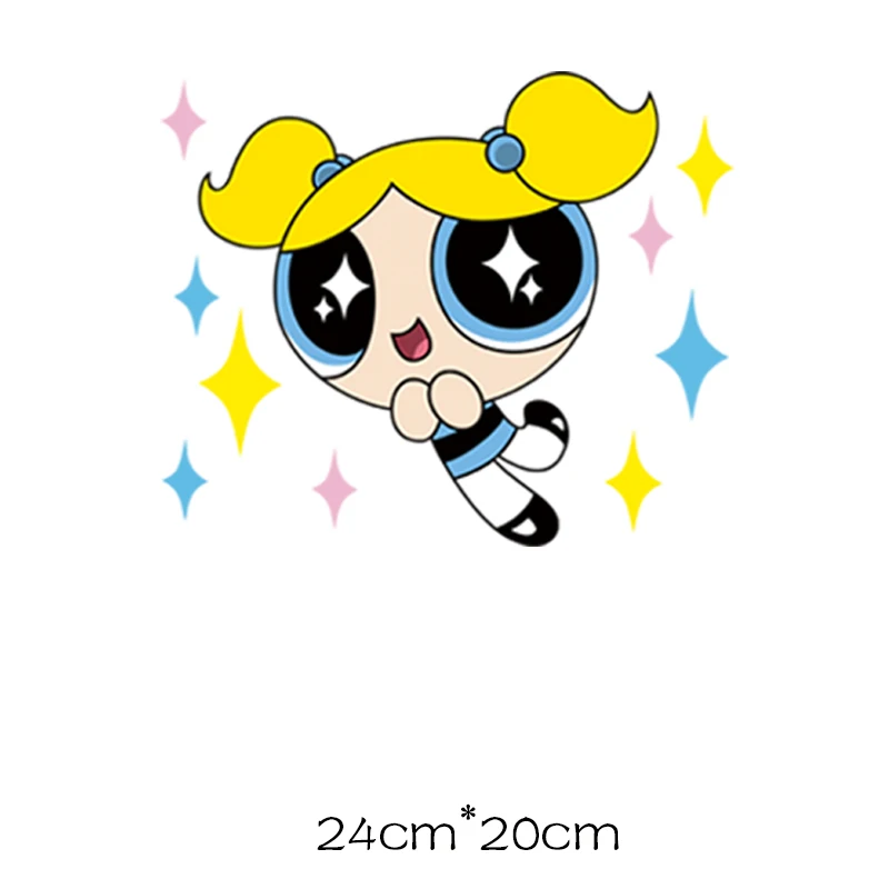 Powerpuff девушки патч термочувствительный глажка печать для одежды гладить на патчи аппликация одной наклейки Топы аппликация