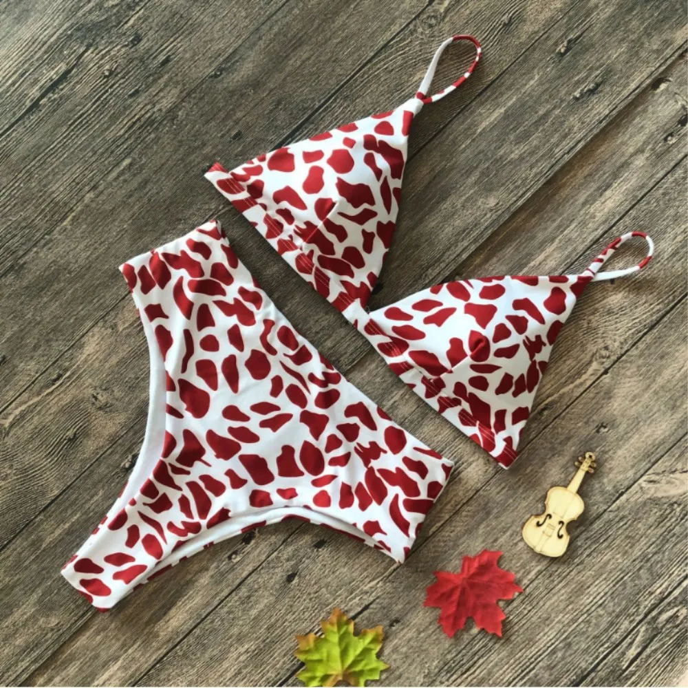 Купальник женский с высокой талией леопардовое бикини принтом в виде змеи