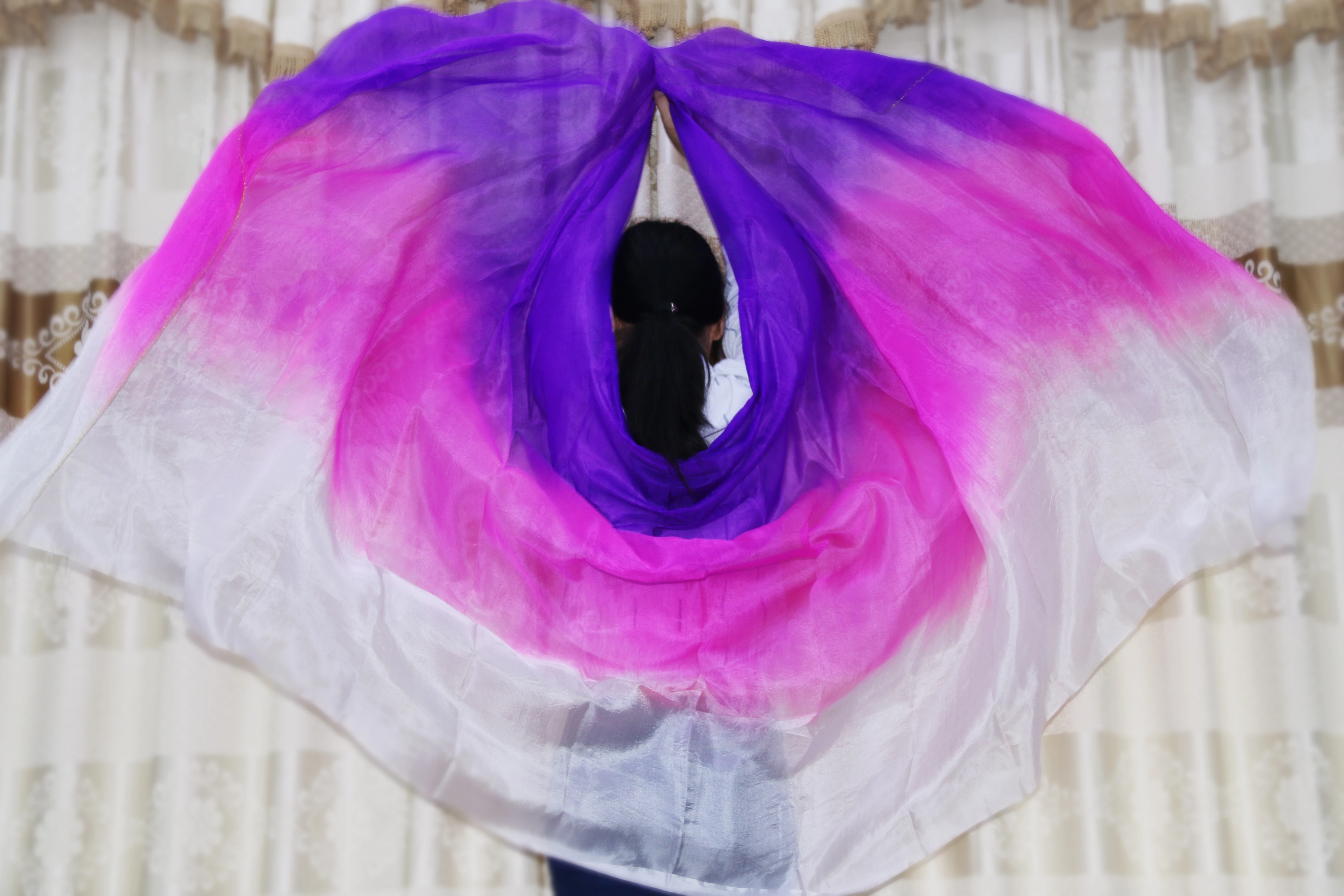 

100% Silk Stage Performance Dancewear Accessories Tie Dye Light Texture Veil Shawls Belly Dance Veils purple rose white