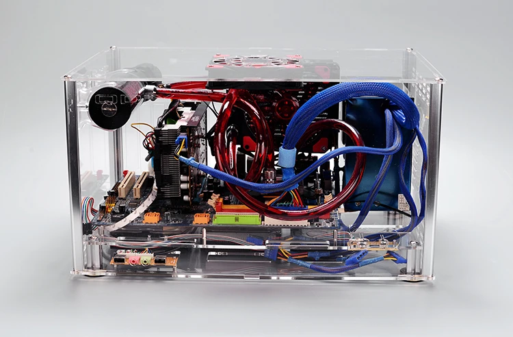 QDIY PC-D889XS горизонтальный ATX PC чехол акриловый прозрачный настольный ПК с водяным охлаждением игровой плеер компьютерный чехол