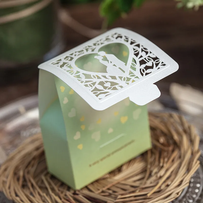 Зеленый цвет Свадебный держатель кубовидной карты Бумага пользу Коробки|boxed baby
