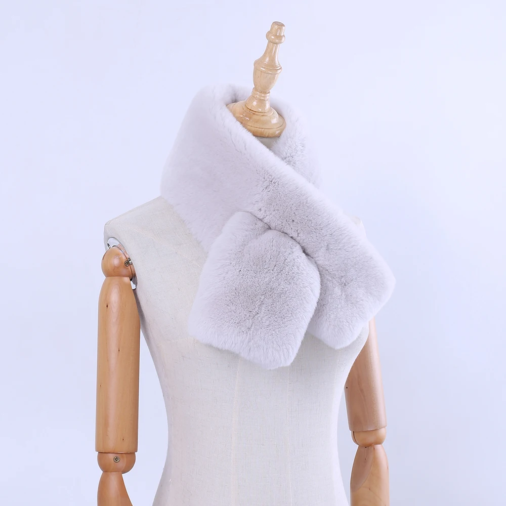 

2020 Top Level Quality Double-Faced Women's Winter Real Rex Rabbit Fur Scarf Wraps Girl Natural Fur Wraps Muffler Headerchief