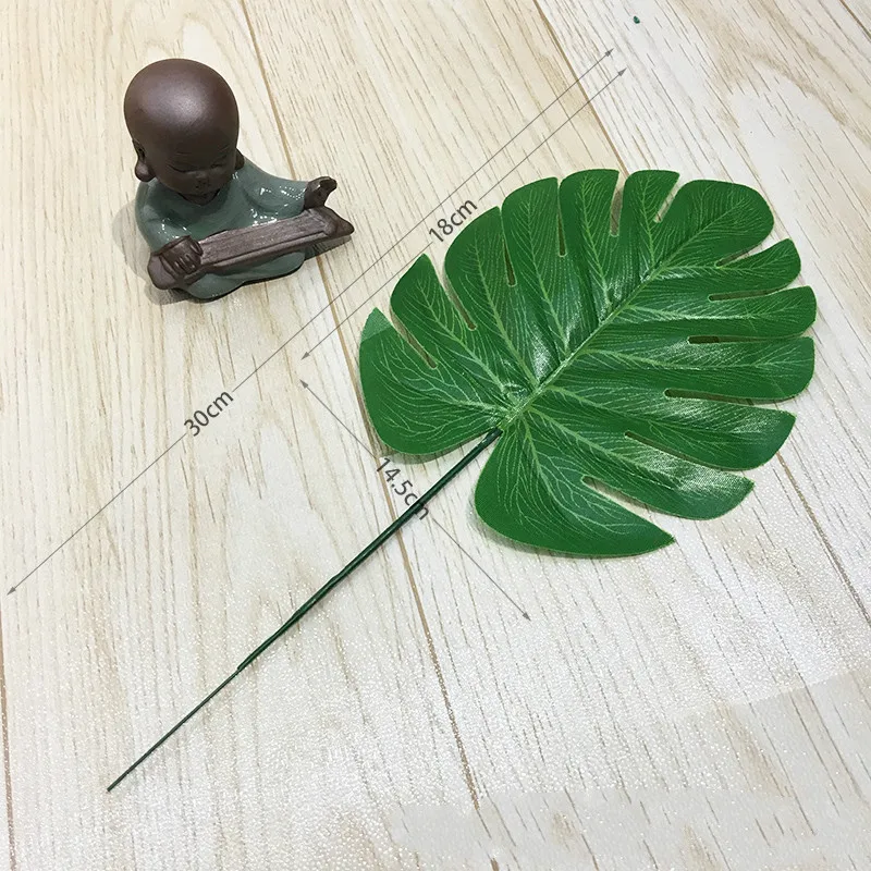 light green 18cm 1 шт. искусственные листья тропические Пальмовые Листья Имитация листьев для свадьбы Гавайские Луау тематические вечерние украшения для дома и сада - Цвет: light green 18cm
