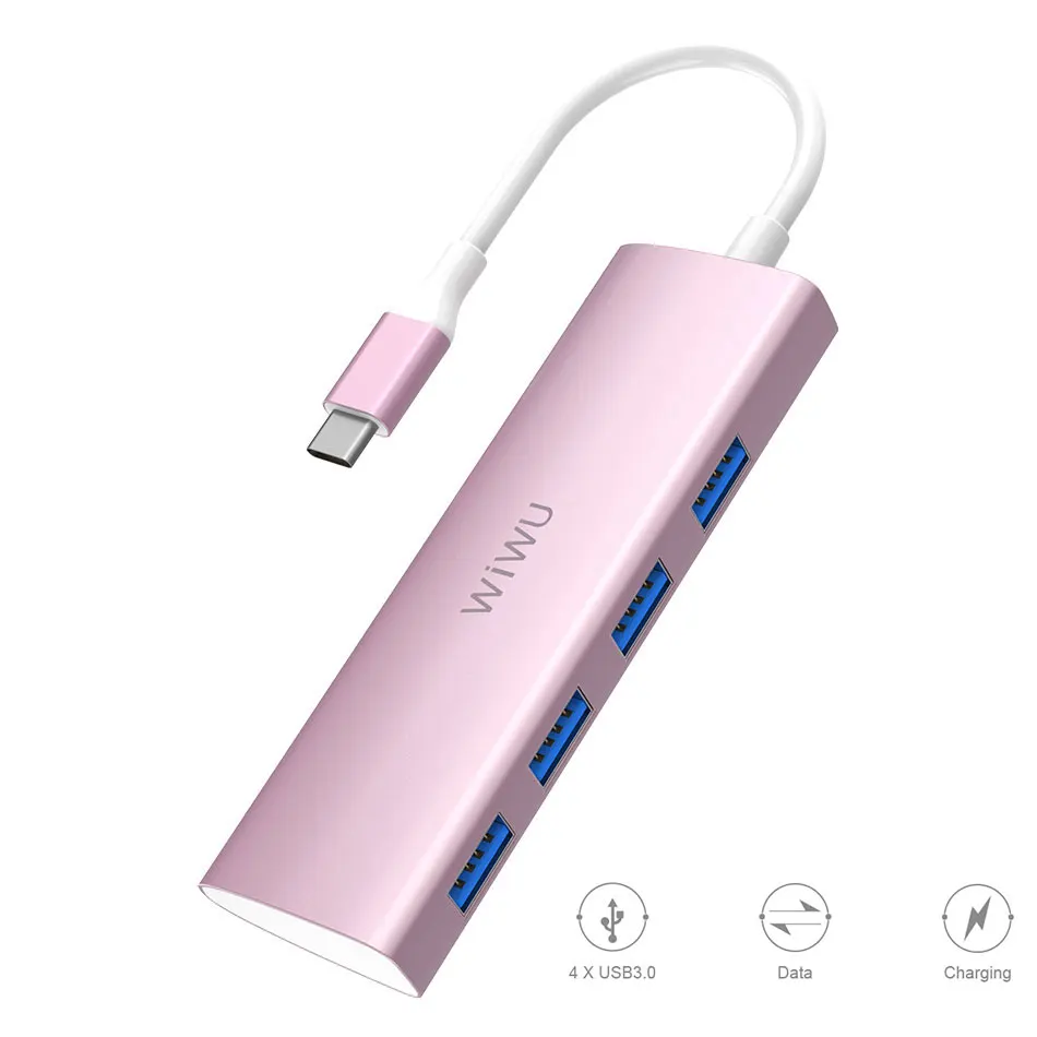 WIWU usb-хаб 4 Порты адаптер multi USB для MacBook Pro Air Mouse USB разветвитель Тип C концентратор для samsung быстрой зарядки ноутбука usb-хаб 3,0