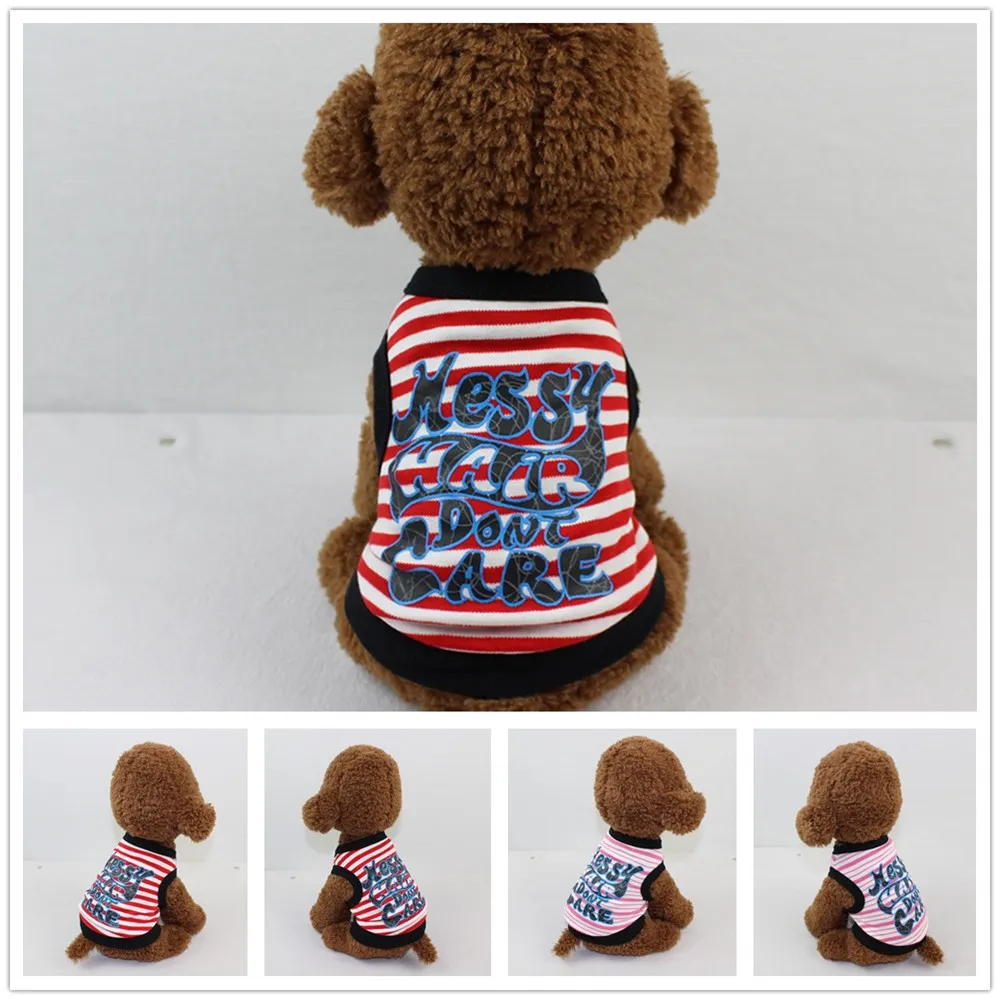 Одежда для домашних животных футболка собак красный костюм в полоску весенне