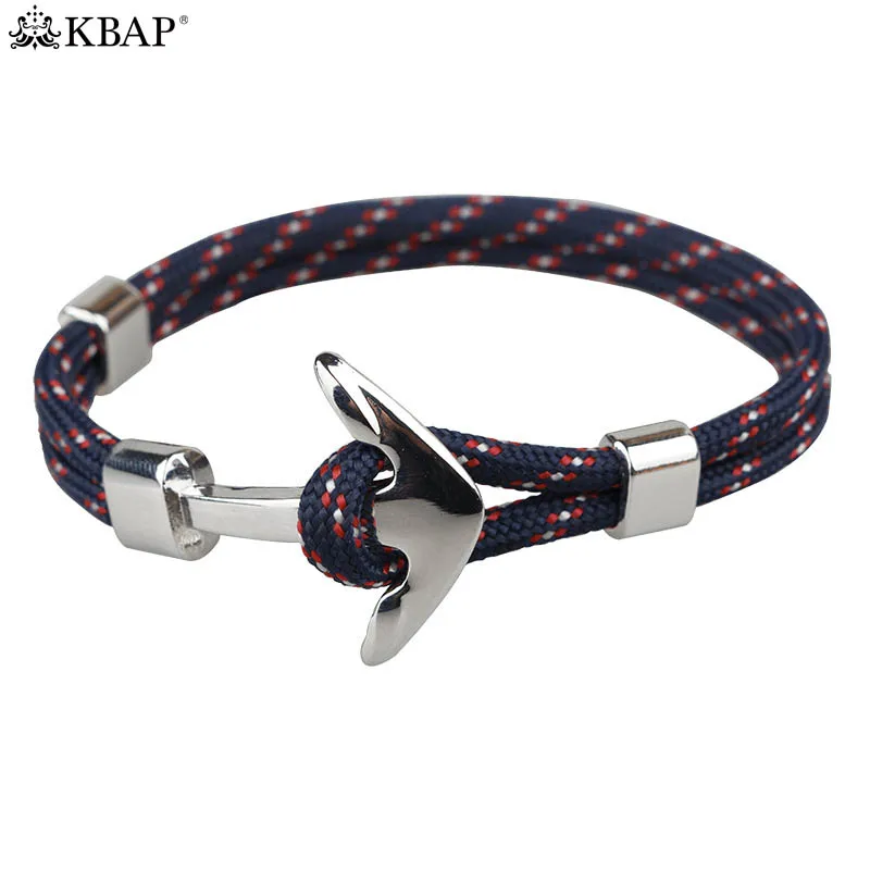 KBAP женский мужской серебряный браслет с Якорной веревкой Браслет-манжета