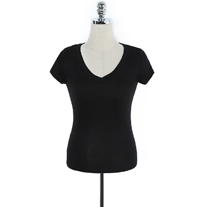 black t shirt Shintimes тонкая футболка женская Повседневная футболка для тройников эластичный сексуальный топ с глубоким v-образным вырезом Новинка летняя Базовая женская футболка - Цвет: black t shirt