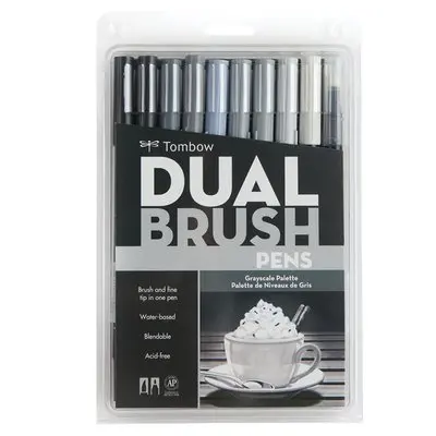 10 Greyscale Colors TOMBOW ABT художественные маркеры 96 цветов двойная головка с кончиком кисти акварельный Маркер Набор ручек Blendable для рисования, набросков - Цвет: 10 Greyscale Colors