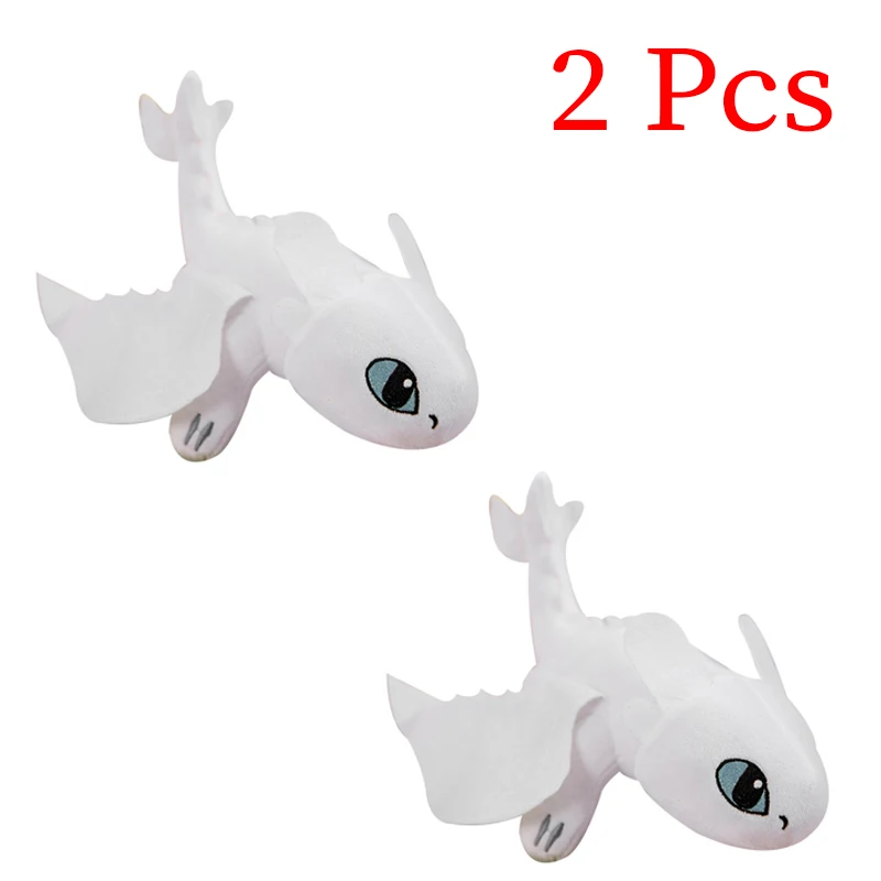 2pcs 35cm Два стиля Как приручить дракона 3 35 см Беззубик светильник игрушки Fury Аниме Фигурка Ночная фурия дракон плюшевые куклы игрушки для детей - Цвет: 2pcs 35cm