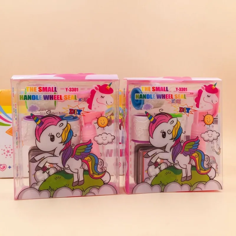 Единорог ручка колесо валик для запечатывания набор стемпинга с Inkpad игрушки