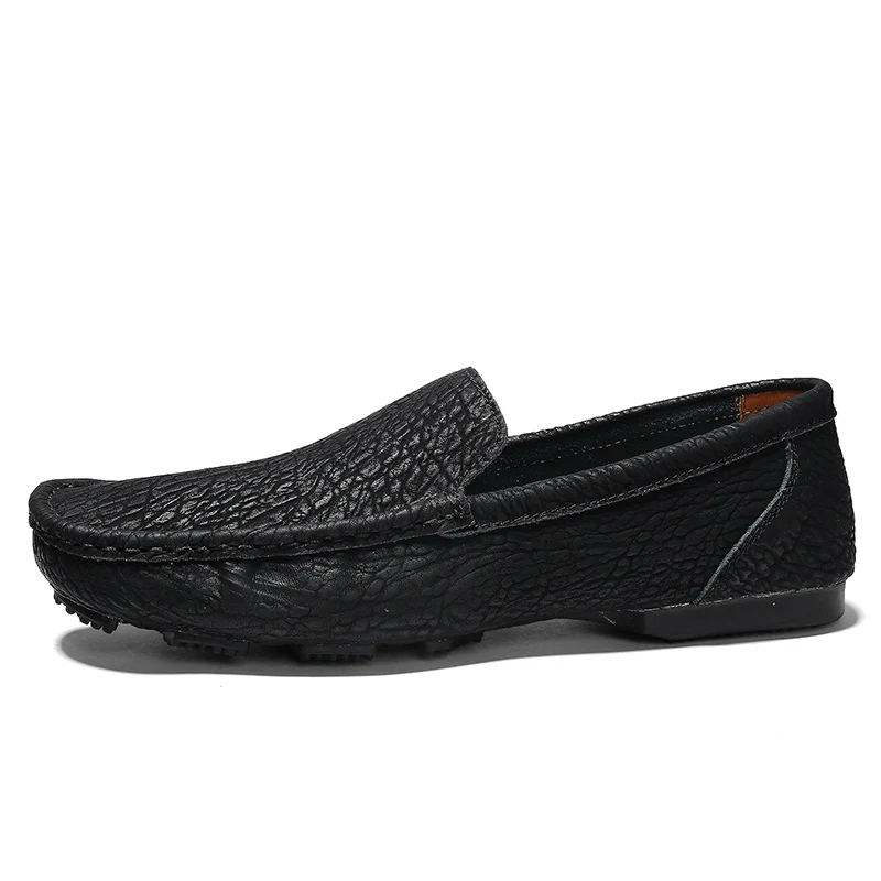 JKPUDUN Genuine Leather Mens Shoes Casual Crocodile Loafers Men Luxury Brand Driving Dress Slipon Moccasins For Skor | Обувь