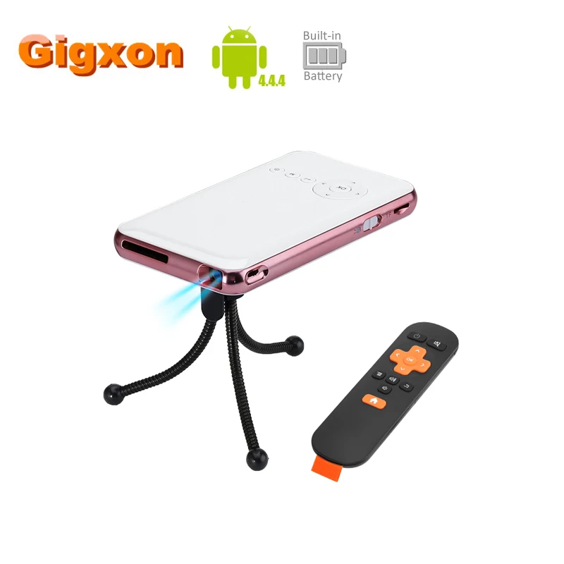 Gigxon Android 4.4.4 мини-проектор 4200 мАч батарея DLP технология Портативный 1080p 150 люмен HDMI WiFi четырехъядерный процессор домашнего использования