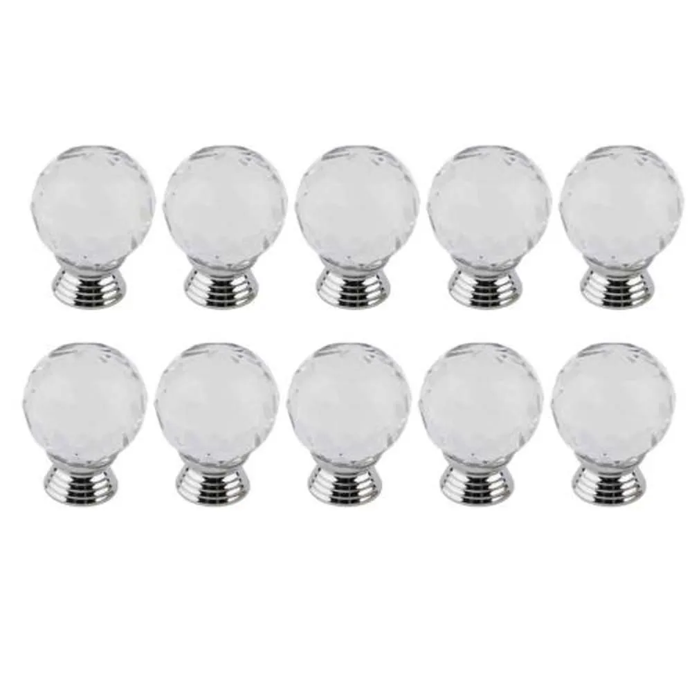 30 мм прозрачный кристалл Стекло дверные ручки ручка для шкафа с выдвижными