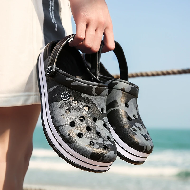 Горячая Для мужчин сандалии отрытые туфли мужской Crocse Сабо Sandalias Zapatos de Hombre с рисунком «крокодил» Туфли-сандалии, мужские тапочки новые