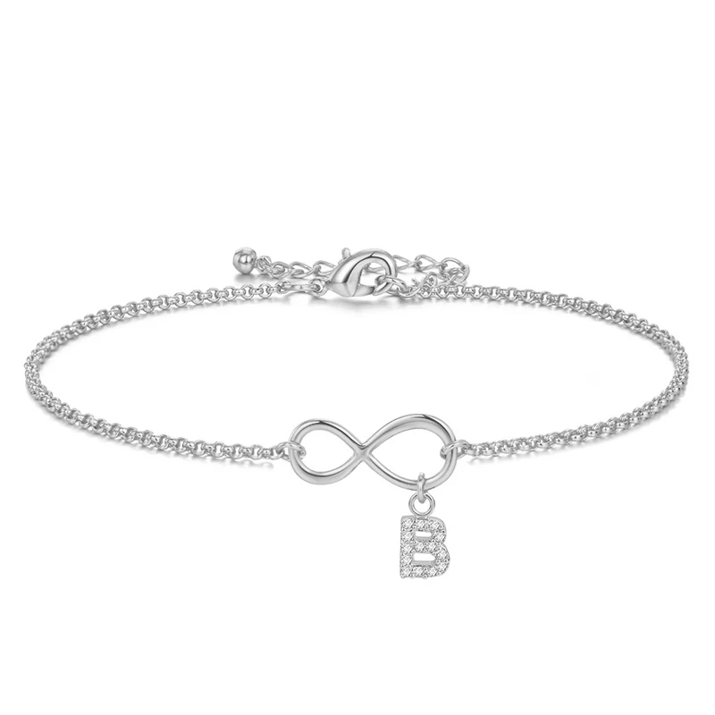 

Duoying Dropshipping Infinity Custom bracelet for women Chain link Tiny Initial Letter A-Z Rhinestone Bracelet Supplier