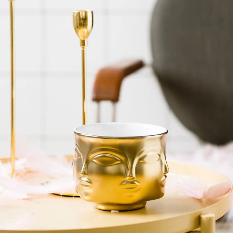 Керамический цветочный горшок дизайн лица керамическая ваза аксессуары для
