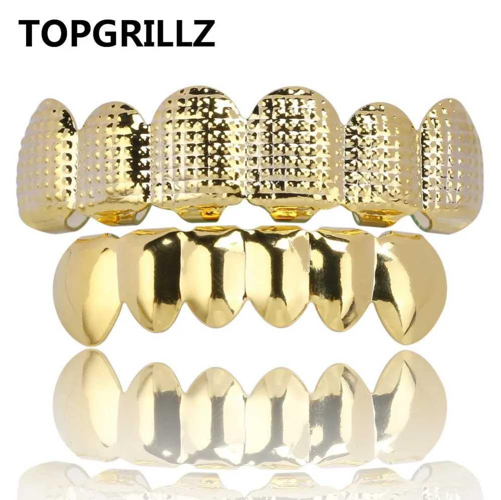 TOPGRILLZ Новое поступление золотистый и серебристый цвет хип хоп рок гриль для зубов