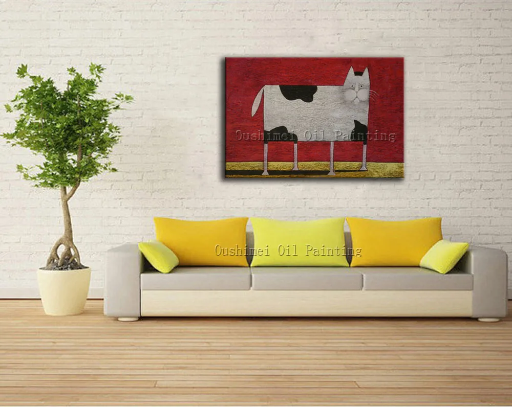 Ручная работа ручная высокое качество смешная картина маслом с животными на
