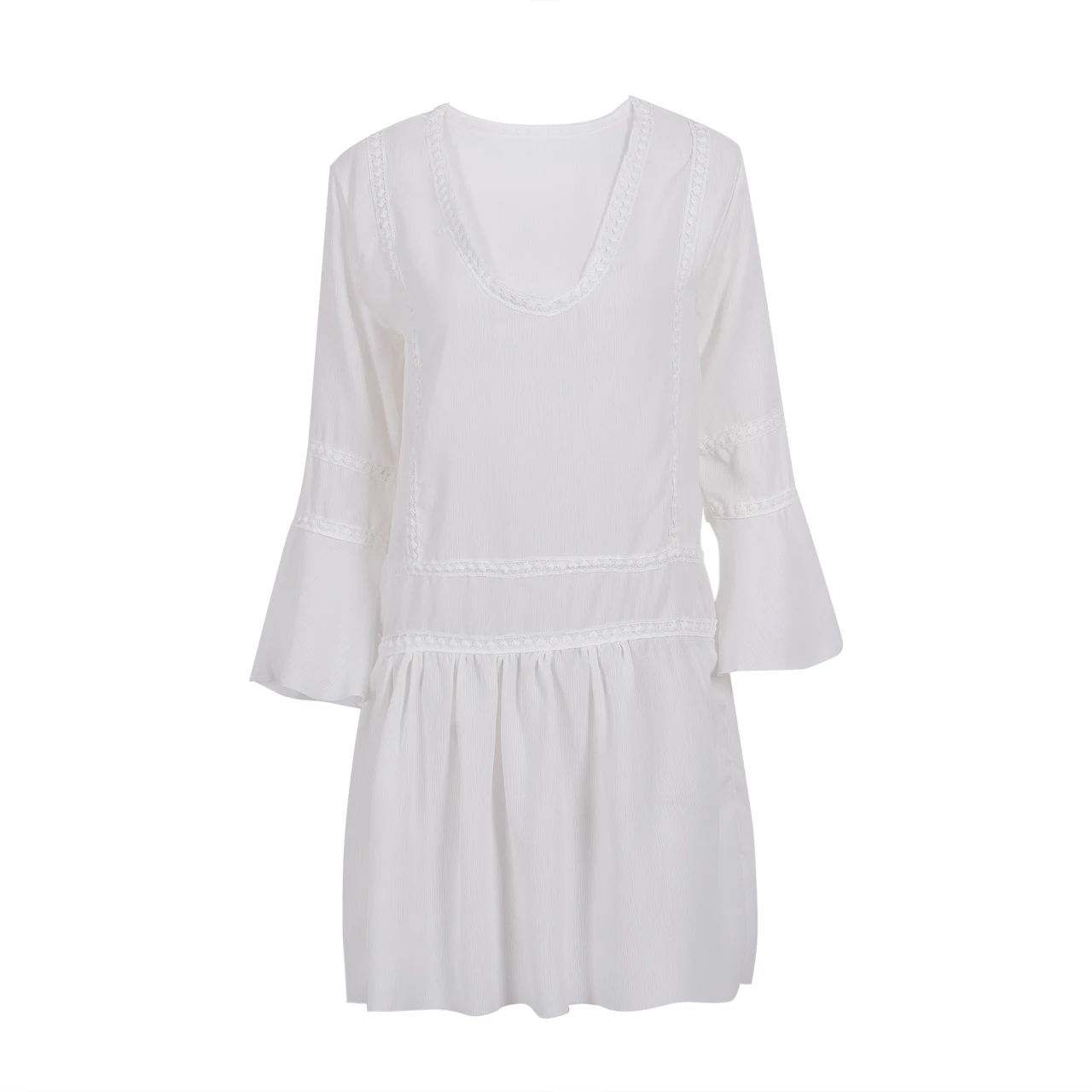 Летняя женская одежда платья белое свободное повседневное шифоновое летнее Мини