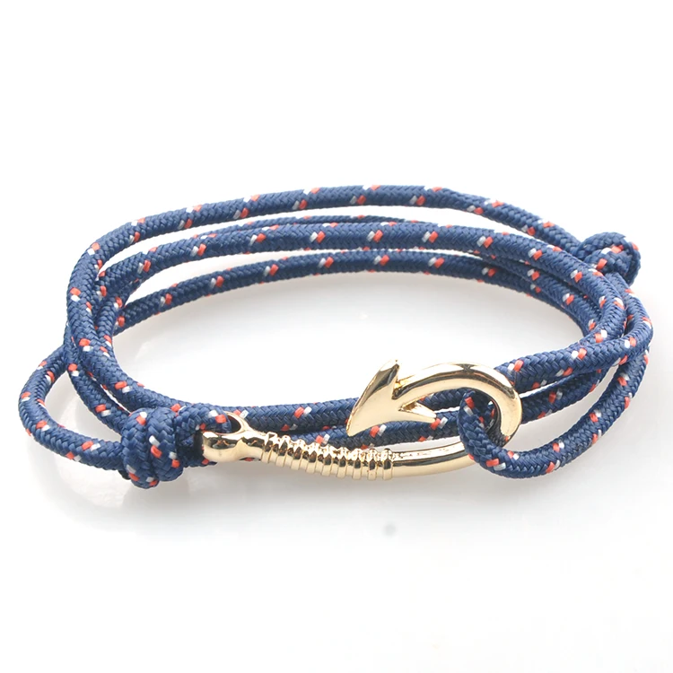 Adjustable New Fashion Anchor Hook Bracelets Men Woman Charm Survival Rope Chain Sport Paracord Lovers Golden GF | Украшения и