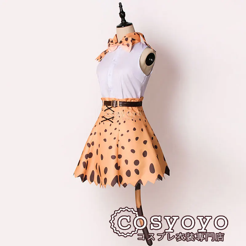 Бесплатная доставка костюм для косплея KEMONO FRIENDS Leptailurus serval Униформа топ + юбка уши