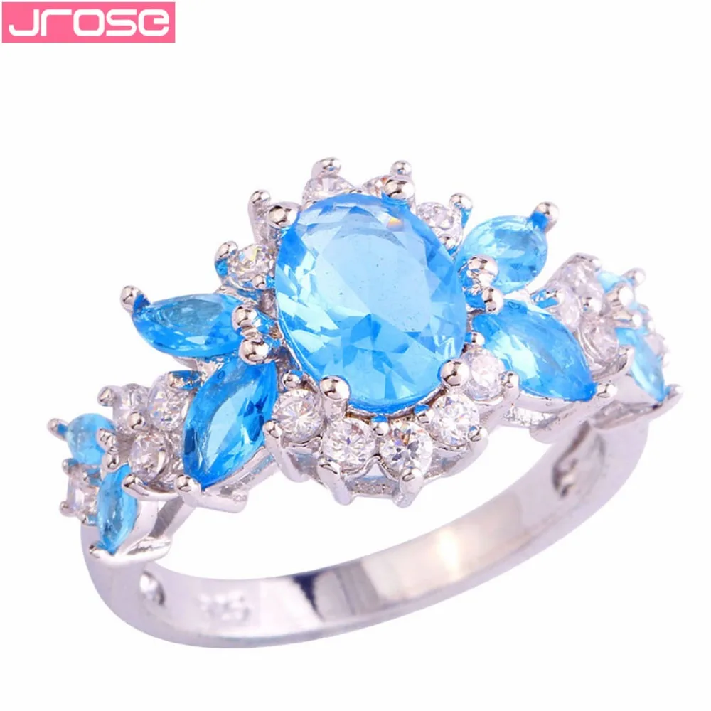 Женское серебряное кольцо с синим и белым фианитом размеры 6 7 8 9 10|ring size|ring size 6fashion