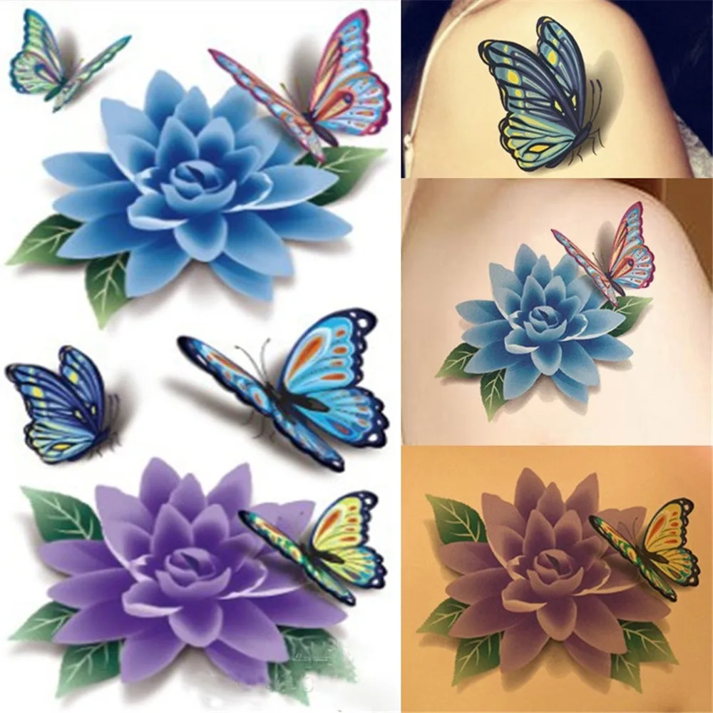 

Geometry Cool Temporary Tattoo Sticker waterproof male traditional Beautiful flower arm tattoo Flowers butterfly Fake Tattoo