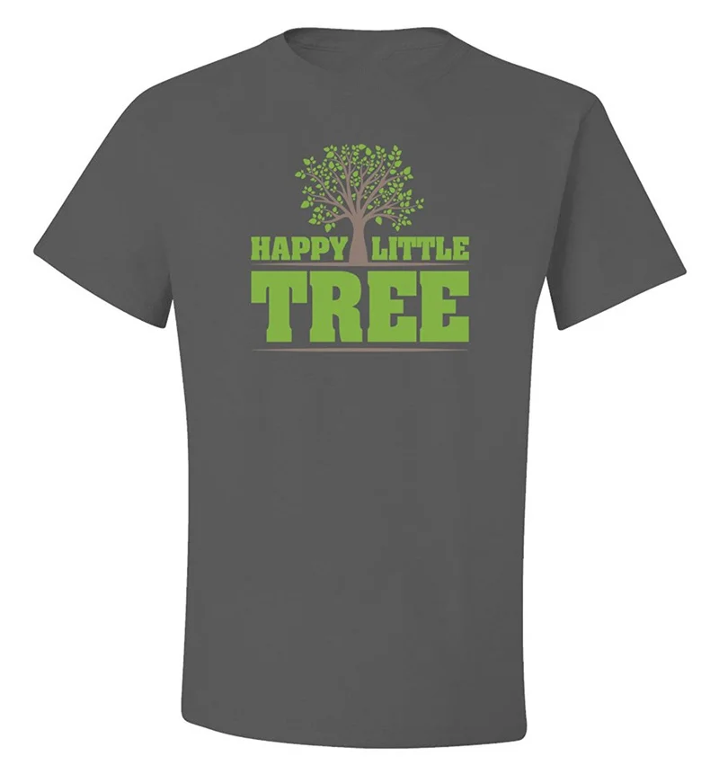  Футболки магазине Мужская Счастливый дерево Экипаж шеи забавные короткий рукав