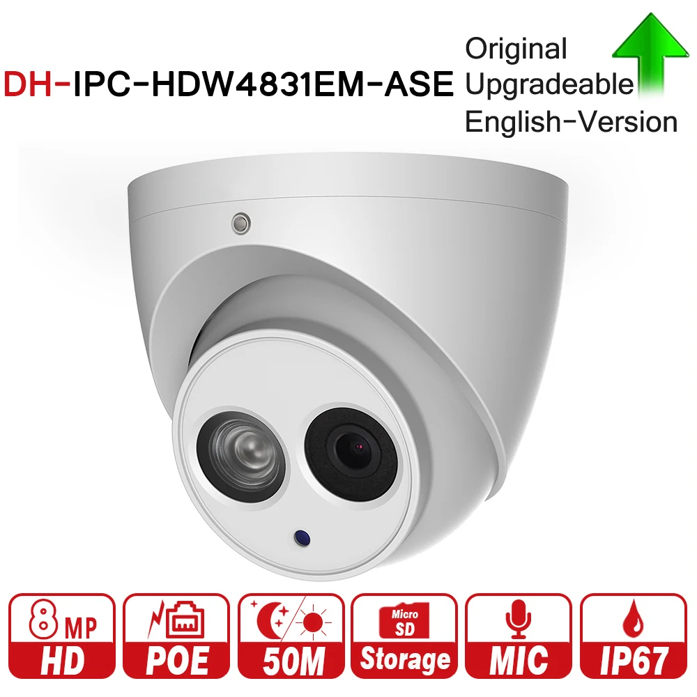 DH 8MP глазного яблока сети IP Камера IPC HDW4831EM ASE H.265 WDR Смарт обнаружить Встроенный