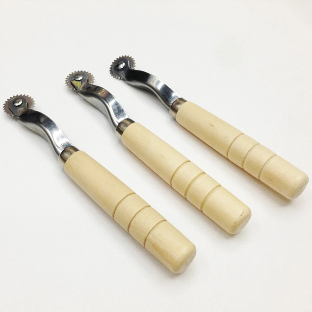 Wood Handle Overstitch Wheel Leather Stitch Spacing Paper Perforating Tool Line pressing machine Sewing Tools | Дом и сад