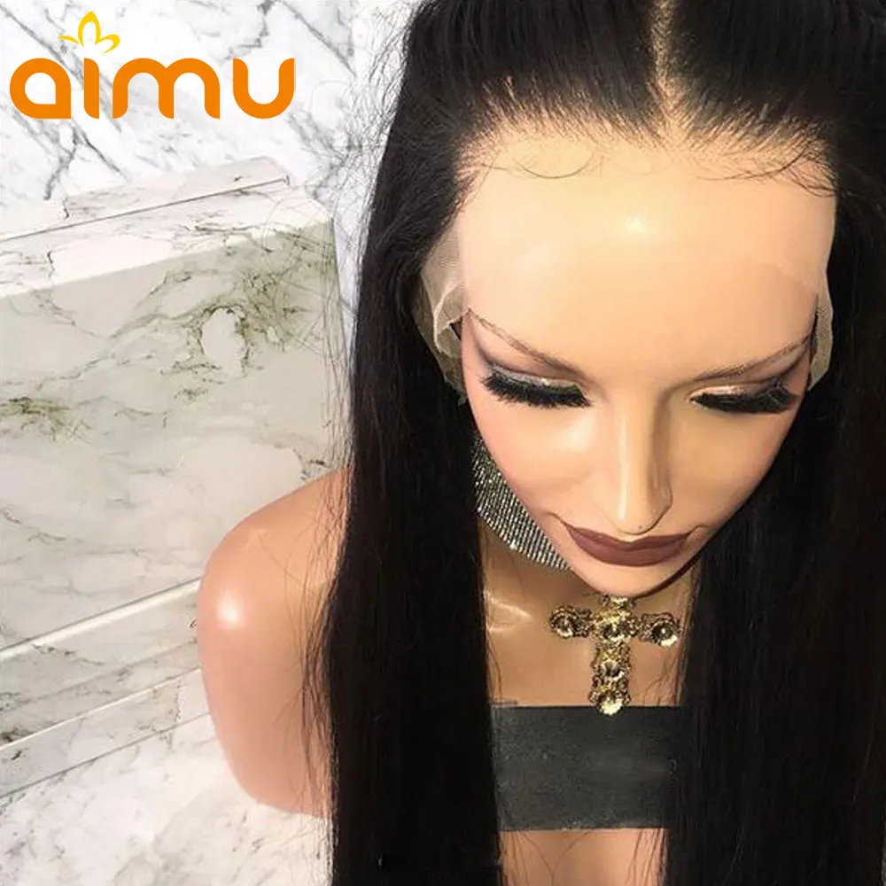 Натуральные волосы Remy длинные прямые 250% предварительно сорванные с детскими волосами глубокая часть 13x6 человеческие волосы парики, бразильские волосы парик