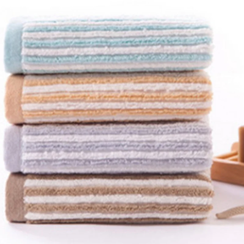 2019 new popular 100% cotton thick towel satin line soft comfortable fresh elegant cute stripe good water absorption | Дом и сад