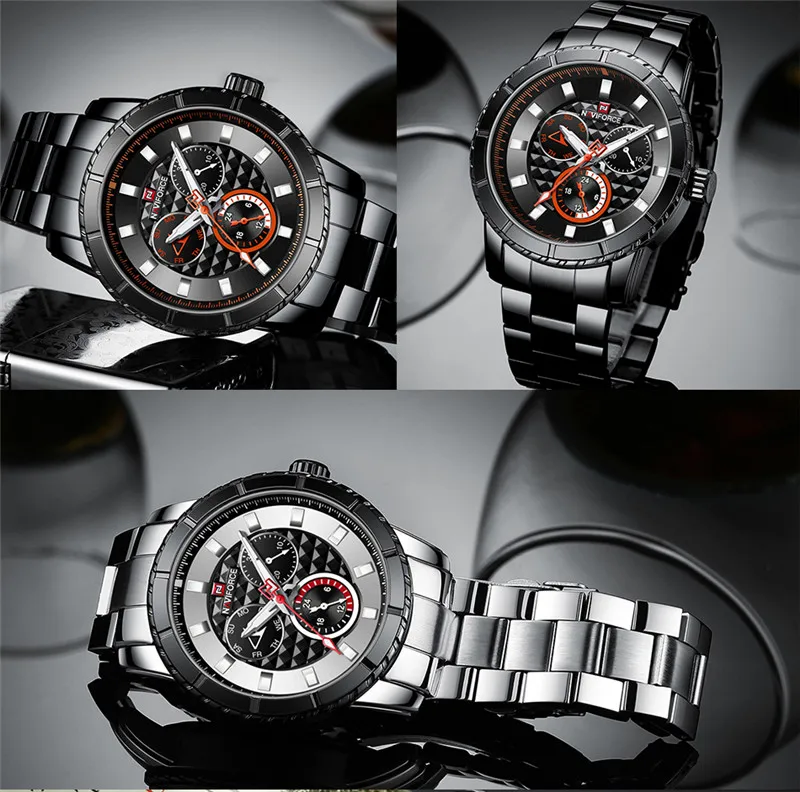 Relogio Masculino NAVIFORCE мужские часы лучший бренд класса люкс спортивные водонепроницаемые военные наручные часы стальной ремешок кварцевые мужские часы 9145