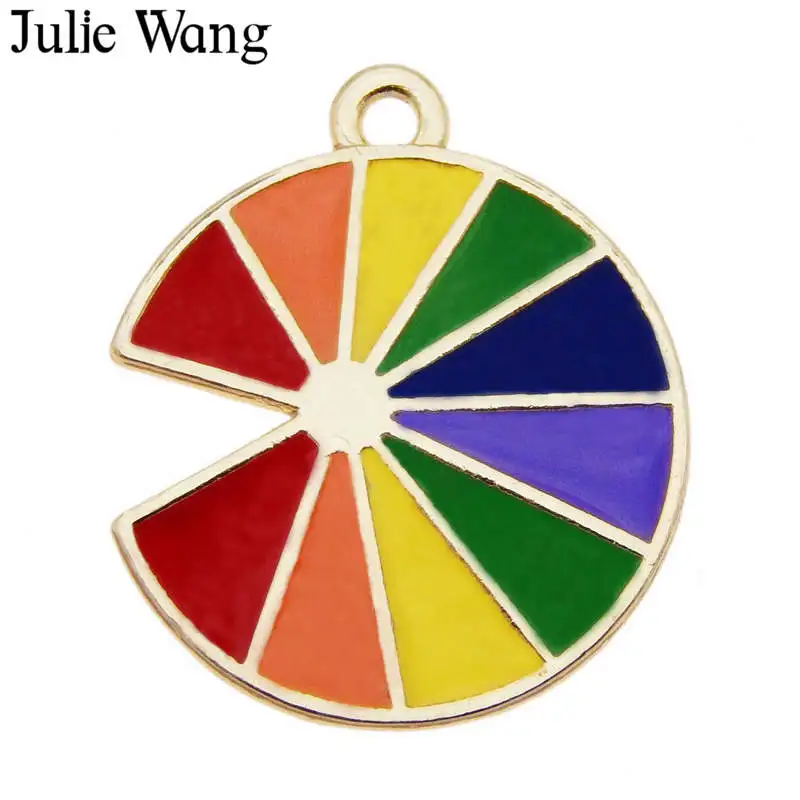 Julie Wang 8 шт. эмаль цветная палитра золотые подвески круглое ожерелье браслет