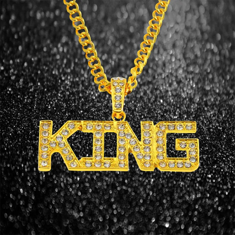 Cross-border new hip hop pendant European and American fashion men's KING letter necklace manufacturers