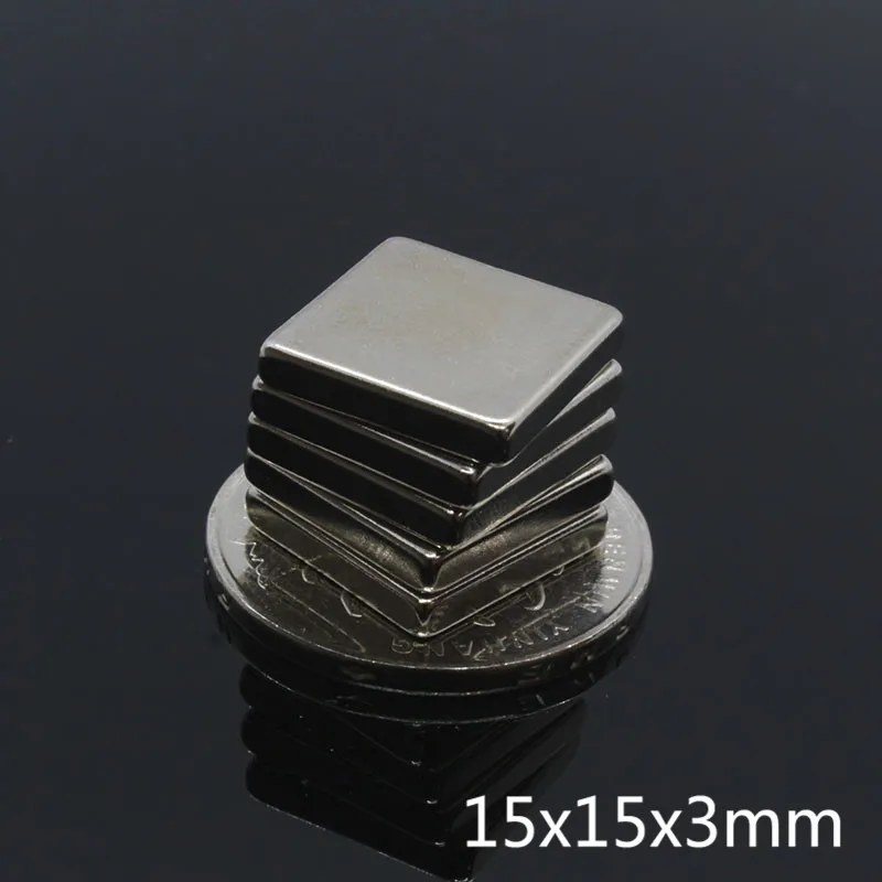 5 шт./лот 15x15x3 мм сверхпрочный блок кубовидные неодимовые магниты N35 NdFeB 15*15*3