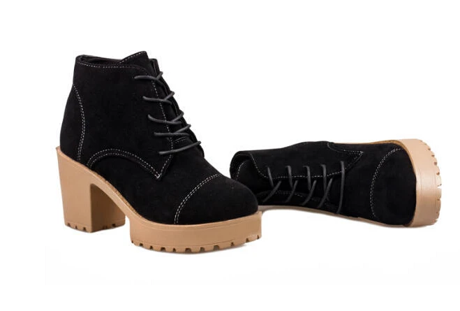Brand Ladies Fashion Autumn Winter Ankle Boots Heels Platform Lace Up Woman Botas Femininas 2014 | Обувь