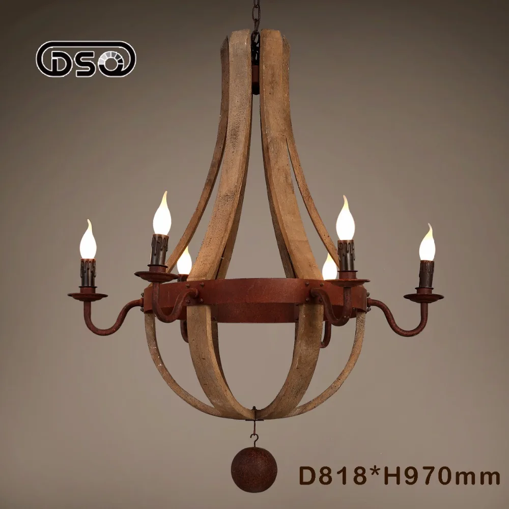 Европейский краткое винтажное дерево Lmap Бар Ресторан деревянное ведро Hanglamp