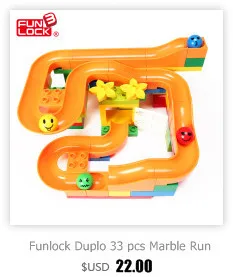 Funlock Duplo marble Run, пластиковые блоки для сборки, детали для детей, креативные развивающие строительные игрушки для детей