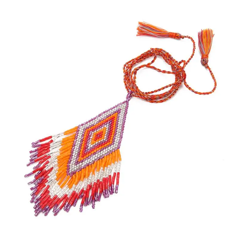 Necklace-purple Джой богемное платье макси заявление ожерелье Цепочки и ожерелья Для женщин в этническом стиле, с бахромой, ювелирное изделие колье Boho винтажный чокер Мода ожерелье от сглаза - Окраска металла: Necklace-purple