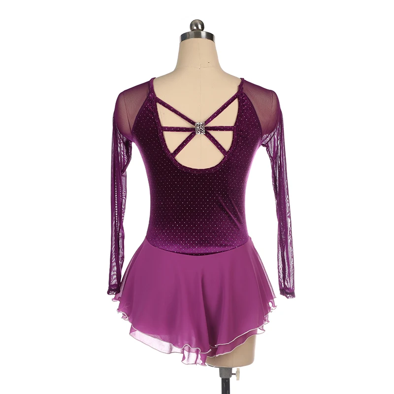 Платье для фигурного катания Nasinaya, юбки для конькобежцев для девочек, женщин, детей, Patinaje, производительность, Фиолетовый Блестящий горошек