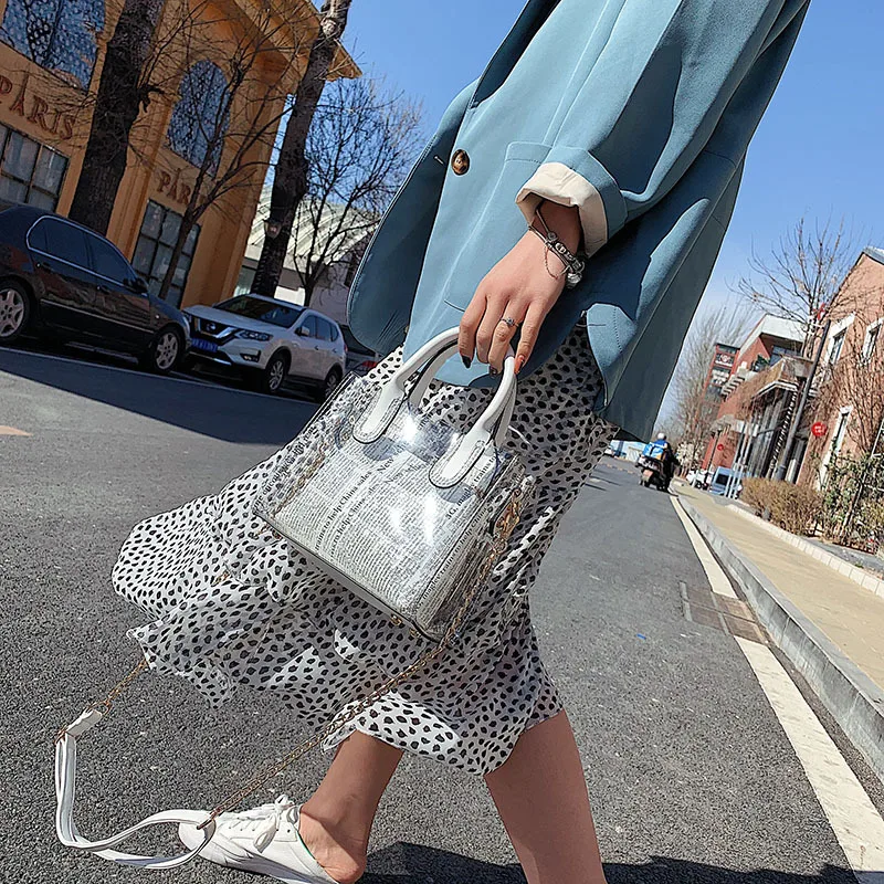 Женская прозрачная сумка из ПВХ модная женская брендовая дизайнерская на плечо