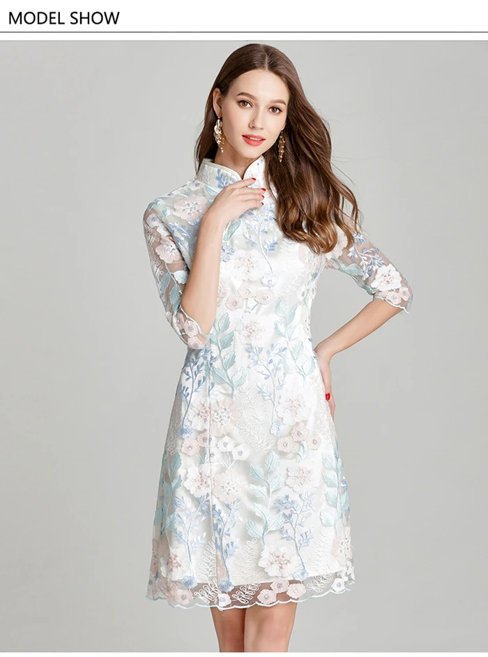 TAOYIZHUAI, китайский стиль, роскошное, летнее, Новое поступление, оболочка, три четверти, длина до колена, большой размер, элегантные, вечерние, женские платья 11640