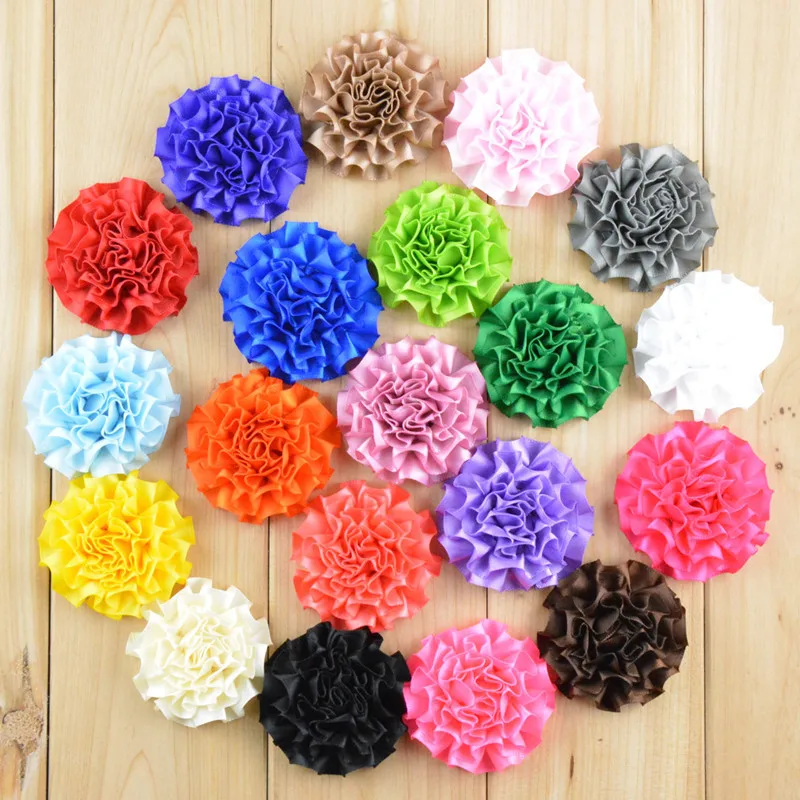 

60 pcs/lot, 2 inch Cabbage satin puff flowers, Ribbon flowers