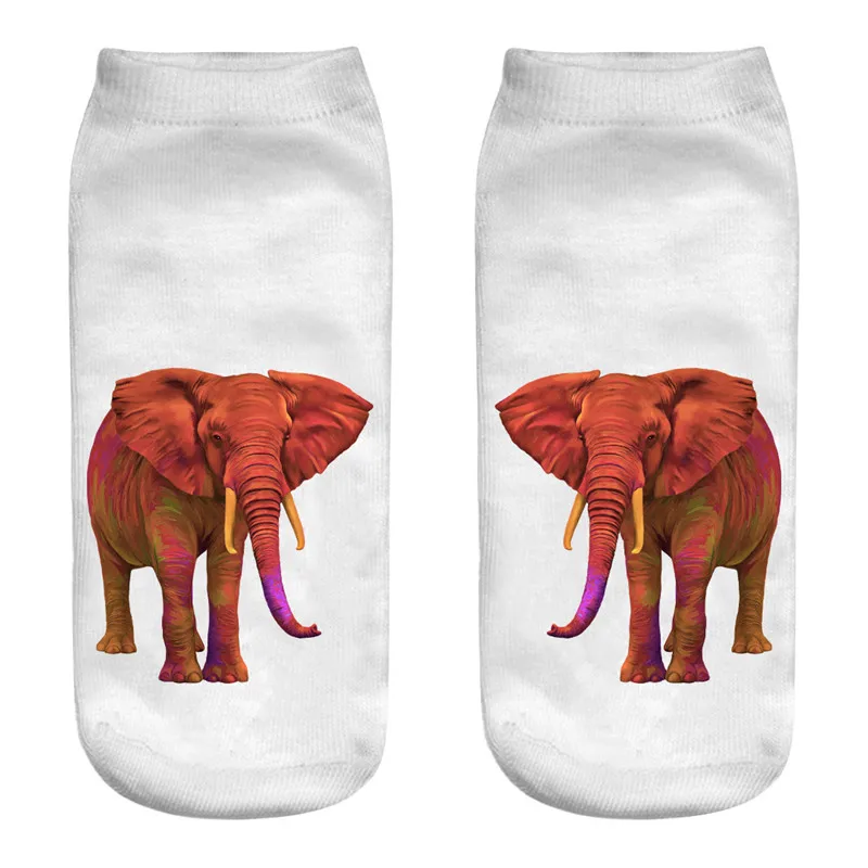 

CRAZY FLY New 3D Elephant Pattern Print Casual Polyester Socks Women Durable Socks Cute Low Cut Ankle Sock Funny