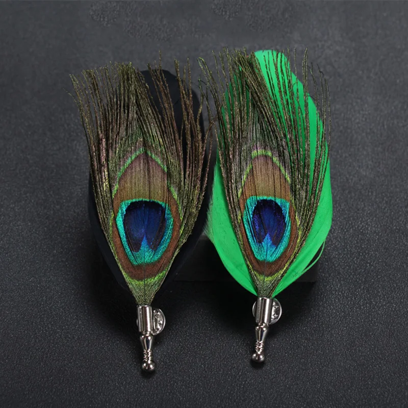 Бренд Mdiger перьевые броши для мужского костюма длинные нагрудные заколки