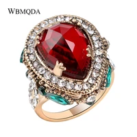 wbmqda 2018 new luxury unique crystal gold color wedding rings bohemian style turkish jewelery gifts for women free shipping
