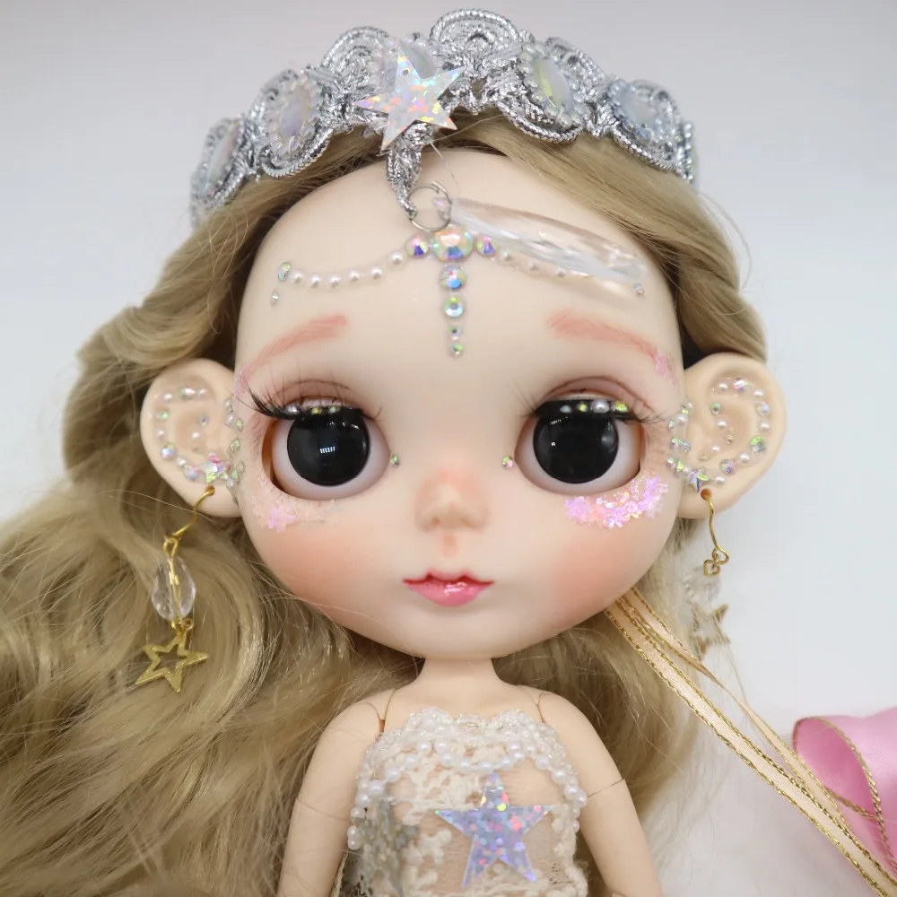 Кастомизация кукла DIY соединение тела Обнаженная blyth кукла для девочек, включая одежду и серьги Красивая девушка